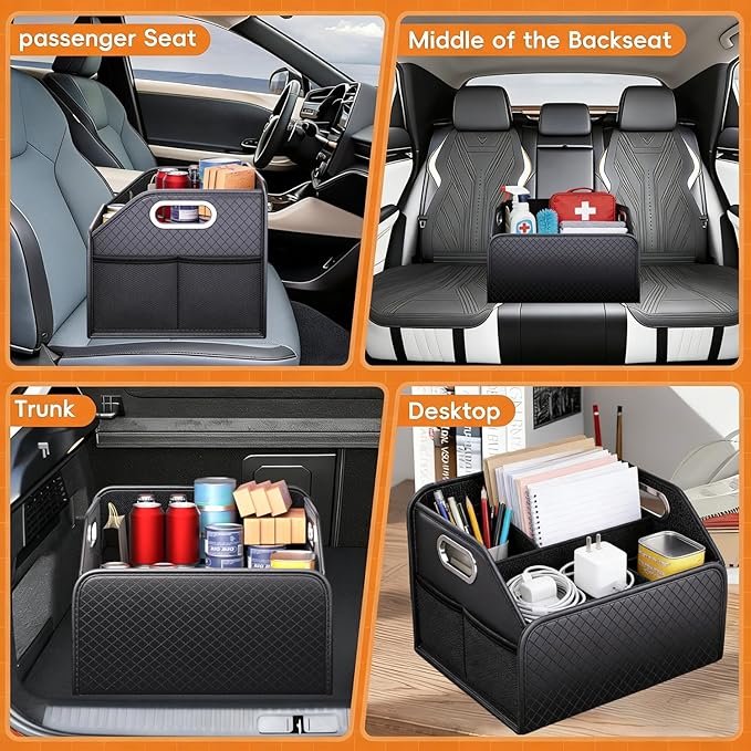 Car Trunk Organizer and Car Storage,Collapsible Multi-Compartment Car Organizers, Waterproof Foldable Luggage Bag with 4 Pockets，Suitable for Any Car