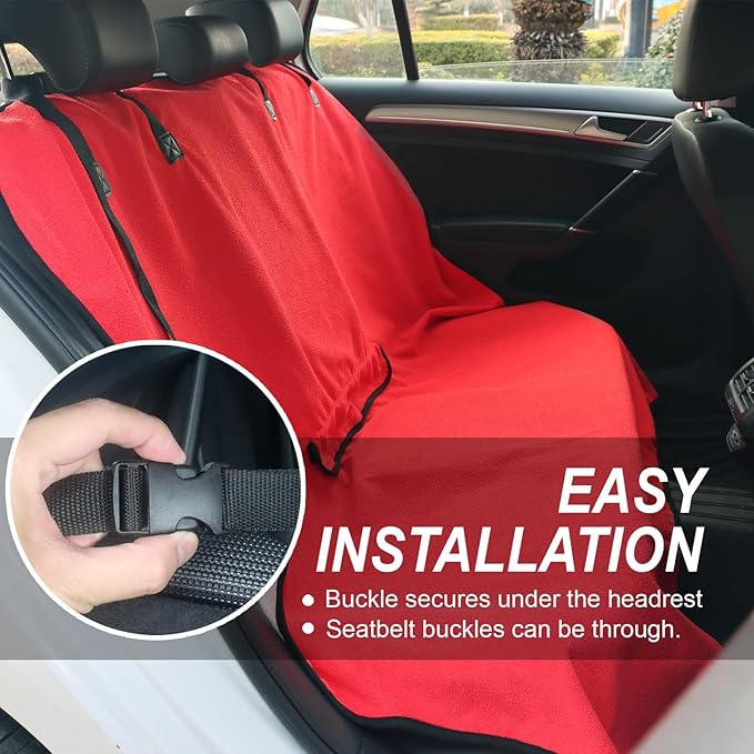 nbnhxnff Sweat Towel Car Seat Cover Protector Rear Seats for Gym Workout, Running, Swimming, Beach and Hiking, Waterproof Universal Seat Cover for Car, Trucks, Van & SUV (Red, 1pcs Rear Seat)
