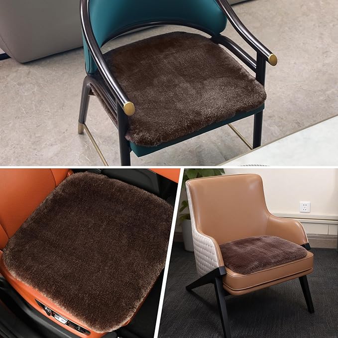 Fluffy Car Seat Cushion, Soft Comfort Faux Fur Seat Pad, Universal Driver Seat Cover, for Car Seats, Office Chairs, Home (1Pieces, Camel)