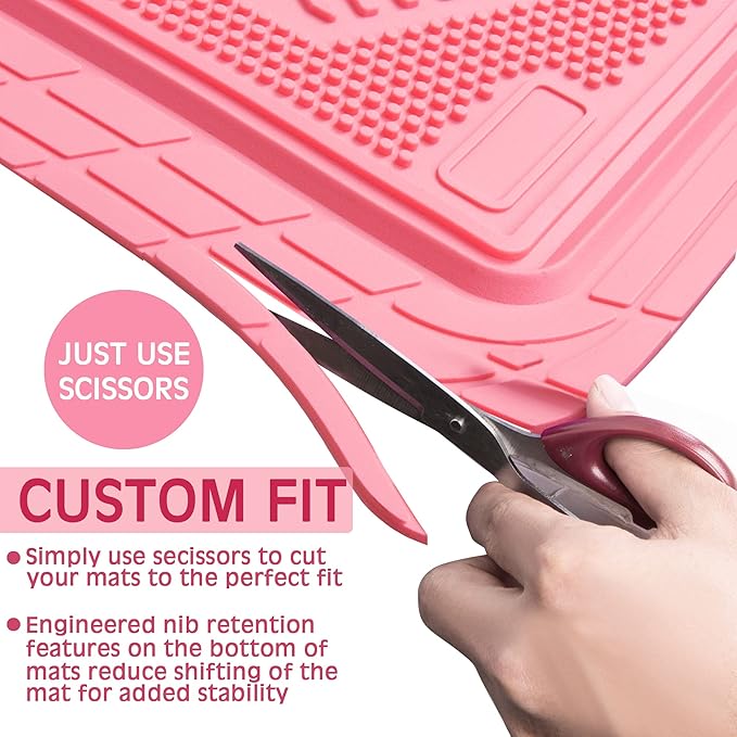 CAR PASS Heavy Duty Rubber Floor Mats Pink Car Mats Full Set with Trunk Cargo Liner - Universal Waterproof Floor Mats for Car SUV Truck, Durable All Weather Liner Mats Automotive Women (All Pink)