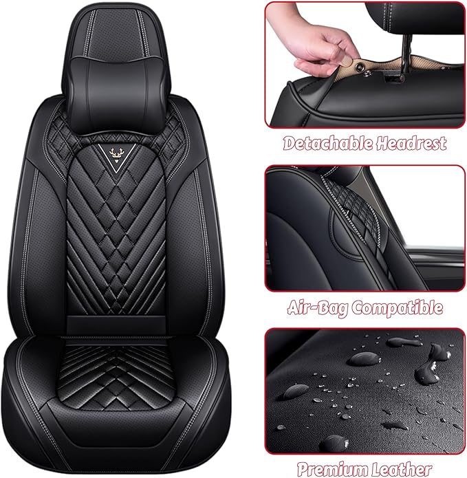 for Kia Sportage Car Seat Covers Full Set,Leather Seat Covers for Car,Lumbar Muscle Pain Healing Function,Waterproof Automobile Seat Protector with Lumbar Support(Black with Pillow)
