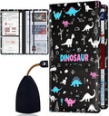 Car Registration Holder, Waterproof PU Leather Vehicle Card Document Glove Box Organizer, Women Interior Auto Accessories Case for Cards, Driver License Car Insurance Holder, Cartoon Dinosaur Pattern