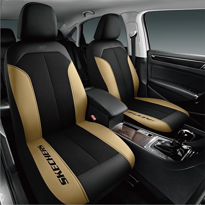 Skechers Car Seat Covers,GOGA Mat Oxford Cloth Seat Covers,Waterproof Car Seat Covers Front Seats,Automotive Universal Fit Seat Cover for Most Cars, Suvs, Trucks,Beige