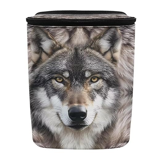 Talayituse Wolf Print Car Trash Can with Lid, Leak Proof Auto Trash Bag Hanging Vehicle Garbage Can Multipurpose Storage Container for Back Seat Road Trip