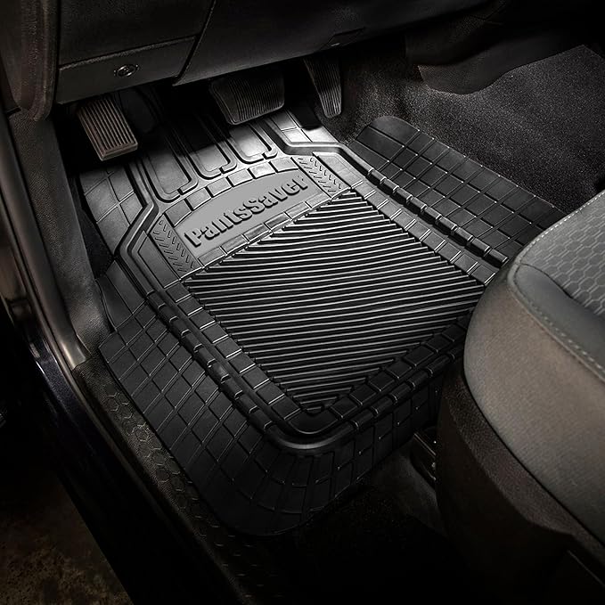 PantsSaver 3D All Weather Car Floor Mats - Trimmable Waterproof Rubber Liners All Season Protection for Car, Truck, SUV, Minivan - Fits Honda, Ford, Toyota, Nissan, Hyundai, Jeep & More 4 PC Set Black