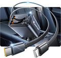 OneFish Starlight Fast Car Charger, 4 in 1 Cigarette Lighter Chargers with USB Type C Ports Retractable Cord Display, for iPhone 17 16 15 14 Pro Max Plus/iPad, Car Truck Essentials Gift for Women Men
