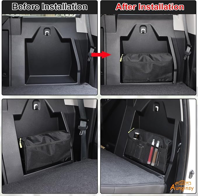 Aunginsy Rear Row Seat Concealed Storage Bag Compatible with Toyota Tundra 2022-2025 Pickup Truck, Back Seat Luggage Storage Bag Organizer Seatback Bag with Tape Oxford Cloth Space Saving Accessories