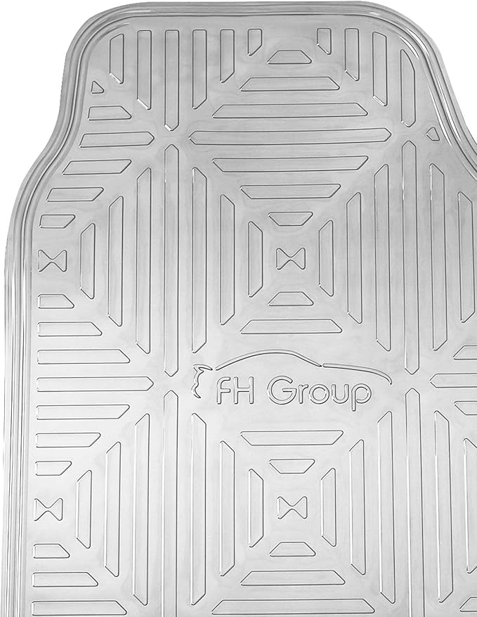 FH Group Automotive Floor Mats - Heavy-Duty Metallic Rubber Floor Mats for Cars, Universal Fit Full Set, Climaproof Floor Mats, Trimmable Floor Mats for Most Sedan, SUV, Truck Floor Mats Silver