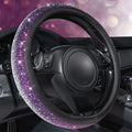 CAR PASS Bling Diamond Leather Steering Wheel Cover, Bling Sparkly Crystal Glitter Rhinestones Universal Fit 14" 1/2-15" Car Wheel Protector for Women Girl Fit Suvs,Vans,Sedans,Trucks, Purple Silver