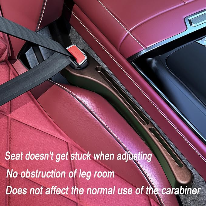 2PCS Car Seat Gap Filler，Gap Stopper Fill Gap Between Seat and Console，Built-in Recessed Storage Organizer，Universal for Most Cars Trucks SUVs to Stop Things from Dropping（Brown）