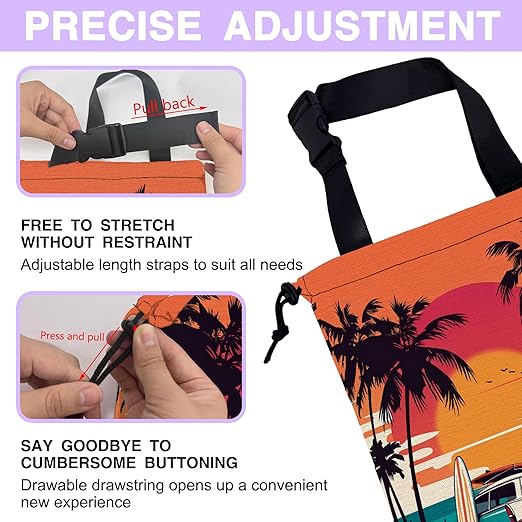 UUCBTAH Car Trash Bag Hanging Seaside Palm Trees Sunset Car Car Trash Can for Back Seat Waterproof Car Garbage Can with Adjustable Straps and Drawstring for Car Accessories Vehicle Travelling Camping