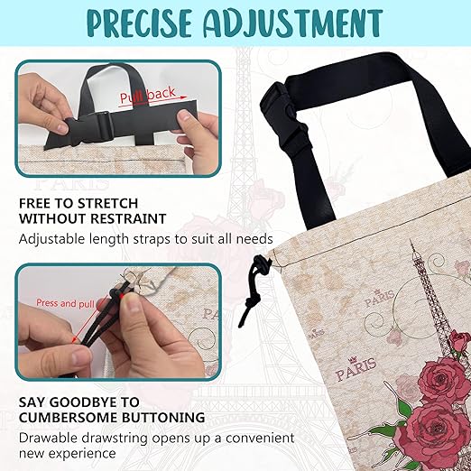KXWQTRDD Car Trash Bag Pink Eiffel Tower and Roses Leak-Proof Waterproof Car Garbage Bag with Drawstring Foldable Canvas Trash Bin with Adjustable Buckle for Car Accessories, Travelling, Camping