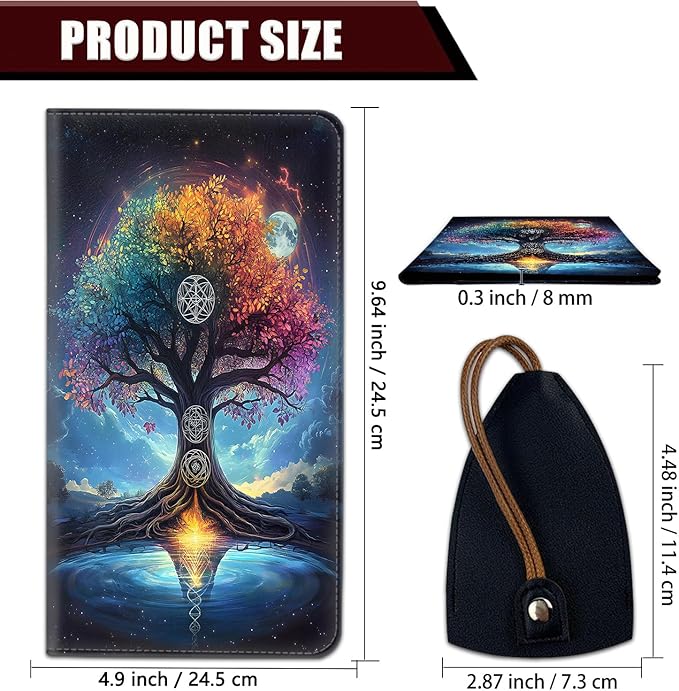 Car Document Holder with Magnetic Shut, Car Registration and Insurance Card Holder, Vehicle Glove Box Organizer Documents, Driver License, Auto Paperwork Organizer Wallet, Colorful Cosmic Tree Pattern