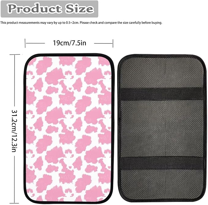 Mintutlipy Pink Cow Car Center Console Cover Car Storage Box Mat Anti-Scratch Armrest Cushion Protector for Dogs Pets