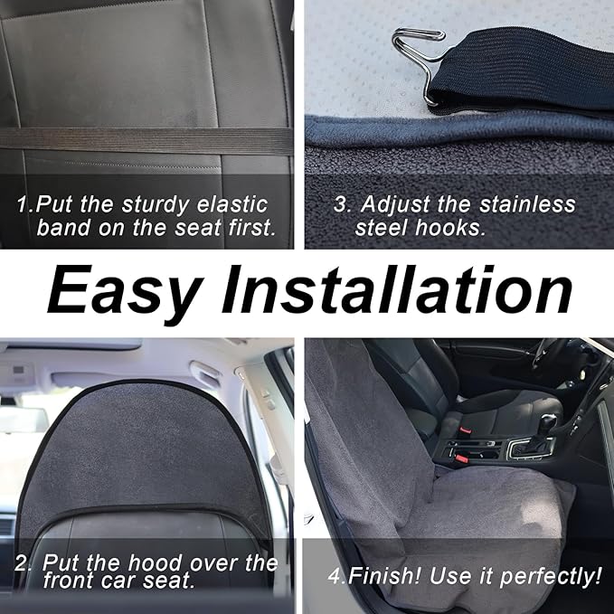 nbnhxnff Sweat Towel Car Seat Cover Protector Front Seats for Gym Workout, Running, Swimming, Beach and Hiking, Waterproof Universal Seat Cover for Car, Trucks, Van & SUV(Grey, 1pcs Front Seat)