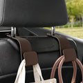 Romiona Leather Car Purse Hooks with Larger Strap Holder Purse Hook Purse Holder for car car seat Back Hooks Automotive seat Back Organizer headrest Hooks for Bags and Purse (Brown, 2pcs)