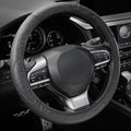 Amiss Car Steering Wheel Cover, 14.5"-15" Comfortable Anti-Slip Safety Protection Design, Microfiber PU Leather Steering Wheel Cover, Universal Fit for 95% Cars, Car Interior Accessories (Black)