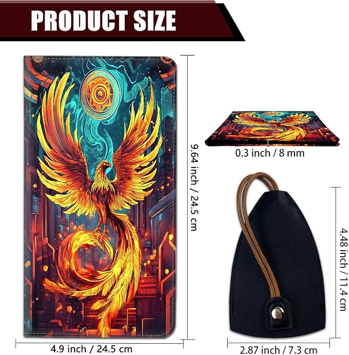 Car Document Holder with Magnetic Shut, Car Registration and Insurance Card Holder, Vehicle Glove Box Organizer Documents, Driver License, Auto Paperwork Organizer Wallet, Phoenix Nirvana Pattern