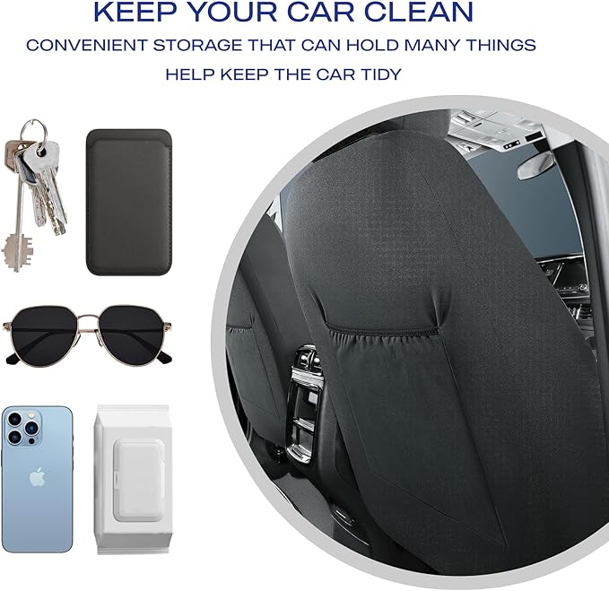 Skechers Car Seat Covers,Luxury Faux Leather Seat Covers,Waterproof Anti Slip Car Seat ProtectorFull Set,Car Accessories Airbag Universal Fit for Most Cars,Vans,Trucks,SUV,Blue