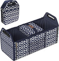 Orionstar Trunk Organizer, Foldable Car Storage Bag Portable Insulation Cooler Bag Collapsible Vehicle Organizer Divider Storage Totes with 3 Compartment Cargo Tote for Groceries Caddy SUV, Navy Blue