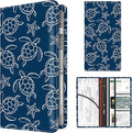 BAUCIWLD Premium Car Registration and Insurance Card Holder, Cute PU Leather Car Document Holder, Vehicle Glove Box Car Organizer with Magnetic Closure for Driver License, Cards Navy Turtle Starfish