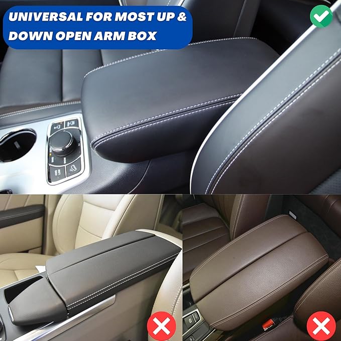 WOODHAWK Universal Car Armrest Cushion Pad Cover, Center Console Protector, Arm Rest Seat Box for Auto SUV Truck (Light-Grey)