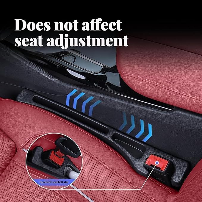 Car Seat Gap Filler Organizer with Dual Storage Slots – Silicone Gap Filler Prevents Phone, Keys & Wallet from Falling, Universal Fit for Car, SUV, Truck (2-Pack, Black)