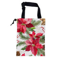 KXWQTRDD Car Garbage Bag Red Poinsettia Xmas Green Leaves Drawstring Car Trash Bag Hanging for Back Seat with Adjustable Buckle Canvas Vehicle Trash Can Easy-to-Install