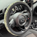 PINCTROT Large Size Chenille Leather Steering Wheel Cover, Soft Mottled Colors, Sweat-Proof, Non-Slip Grip, All-Season Comfort, 15.5-15.75 Inch(Mottled Green)