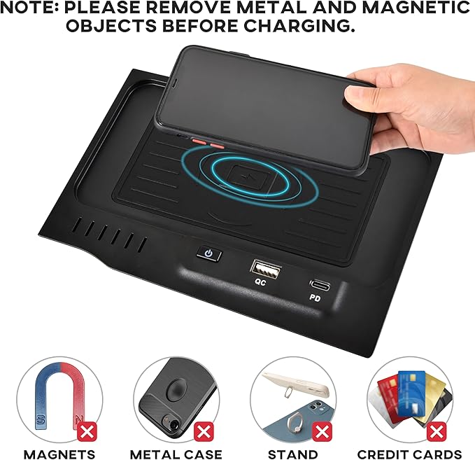 KEWISAUTO Car Wireless Charger for Nissan Altima 2019-2024 2023 2022 2021 L34 Accessories, USB-A USB-C Phone Wireless Charging Pad Mat for Altima S/SL/SV/SR VC-Turbo/Platinum VC-Turbo/Edition One