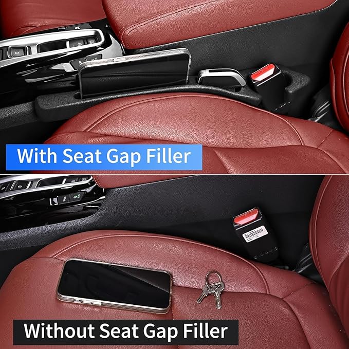 Car Seat Gap Filler, Car Seat Accessories, Car Organizers and Storage with Phone Holder, Car Organizer Fit Sedan SUV Truck Beige Set of 2