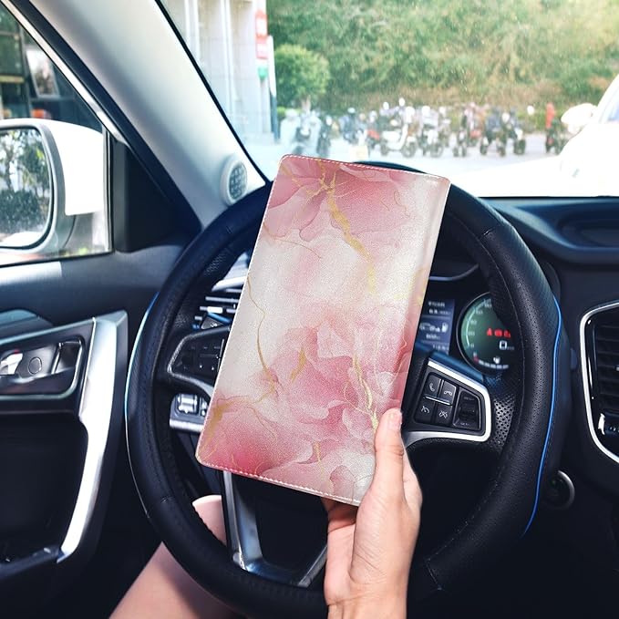 Ink Gold Marble Car Registration and Insurance Holder Vehicle Glove Box Organizer Car Accessories Wallet Case for Women Men 202a4849