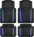 CAR PASS Heavy Duty Rubber Car Floor Mats, Deep Waterproof Car Floor Mats All Weather, Aluminum Film Floor Mats for Cars Non-Slip Universal Trim to Fit for SUVs Trucks Sedans Vans, Black Blue Metallic