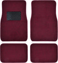 BDK Premium Burgundy Carpet Floor Mats for Cars - Universal Fit Interior 4-Piece Car Mats Full Set with Vinyl Heel Pad Protector - Cute Car Accessories Interior Floor Covers for SUVs & Trucks
