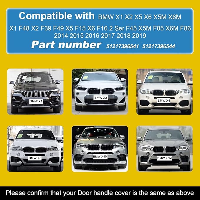 Goholy Car Door Handle Cover Cap Compatible with BMW X1 F48 X2 F39 X5 F15 X6 F16 X5M X6M F86 2014-2019 51217396541 51217396544 Door Key Cover Door Handle Accessories Lock Cap Fragrant Red Front Right