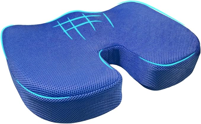 Car Seat Cushion, Memory Foam Cushion for Tailbone Pain & Sciatica Relief, Ergonomic Seat Cushion Comfortable Chair Relief Pillow for Car Office Wheelchair, car Accessories (Royal Blue, Mesh)