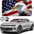 Autoamerics 1-Piece Windshield Sun Shade American Eagle Flag - 2 USA Patriotic Design - Foldable Car Front Window Sunshade for Sedans SUV Truck - Blocks Max UV Rays and Keeps Your Vehicle Cool - Small