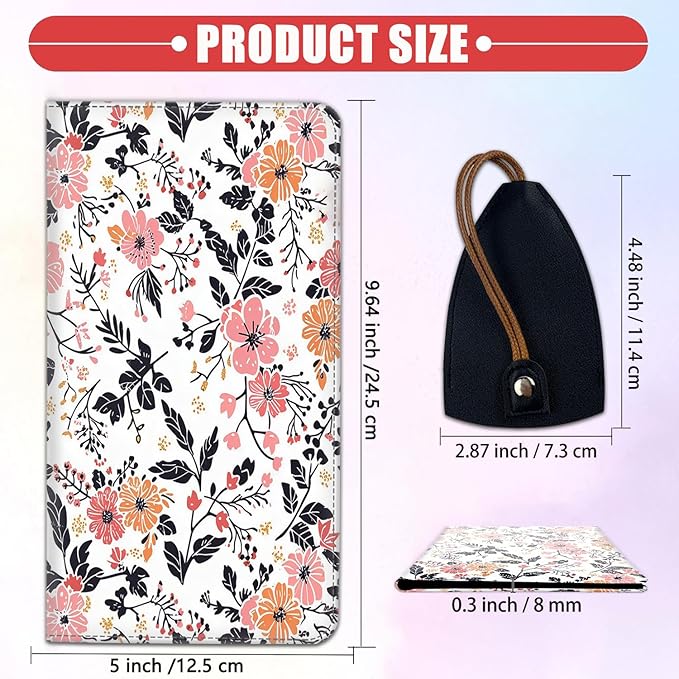 SOTWONSO Car Registration Holder, Waterproof PU Leather Vehicle Card Document Glove Box Organizer, Women Interior Auto Accessories Case for Cards, Driver License Car Insurance Holder, Flower Pattern
