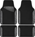 CAR PASS Waterproof Universal Car Floor Mats, Leopard Print Car Mats Fit for SUV,Vans,sedans, Trucks,Set of 4pcs Car Carpet with Driver Heel Pad and Nibs Backing, Leopard Car Accessories Gray Leopard