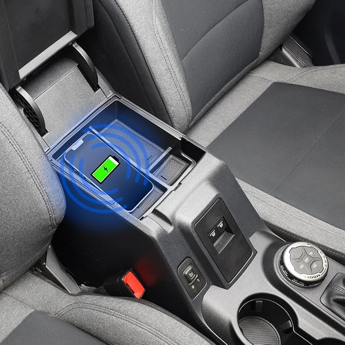 IAG I-Line Armrest Organizer w/Wireless Phone Charging Pad for Ford Bronco 2021-2024 2/4 Door (Not Sport)