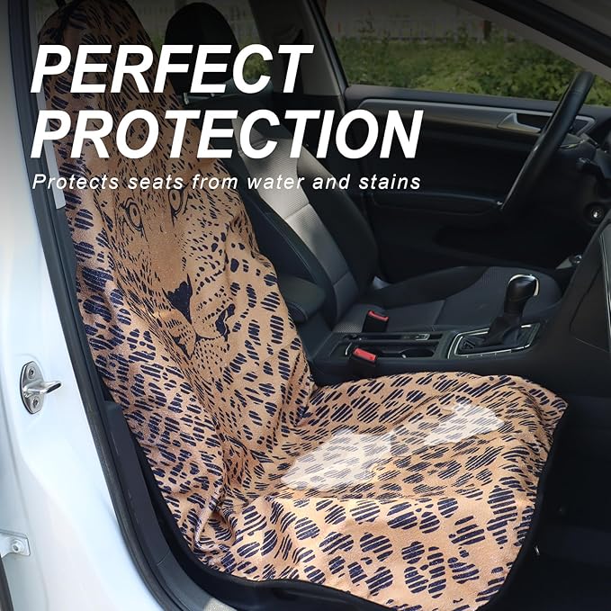 nbnhxnff Sweat Towel Car Seat Cover Protector Front Seats for Gym Workout, Running, Swimming, Beach and Hiking, Waterproof Universal Seat Cover for Car, Trucks, Van & SUV (Leopard, 1pcs Front Seat)