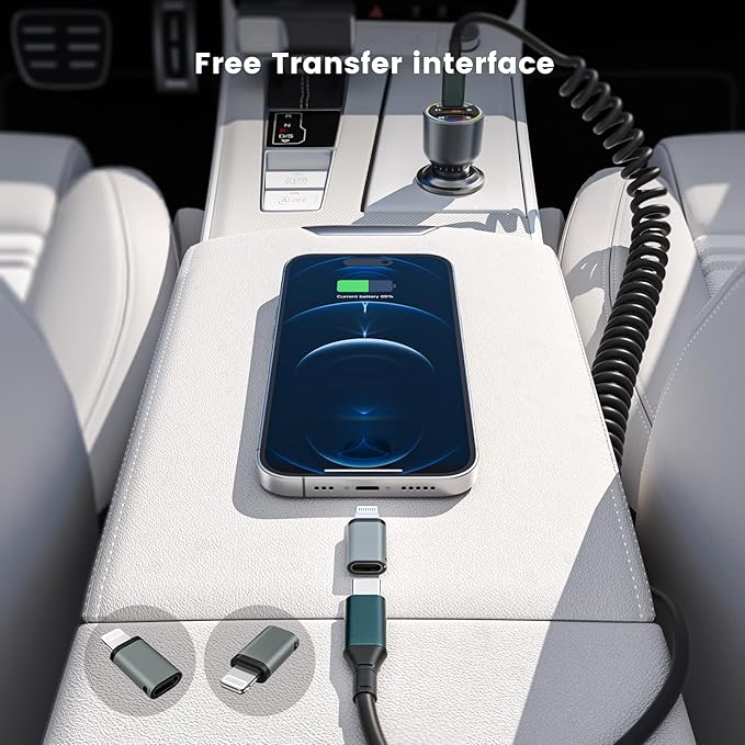 160W USB C Car Charger Fast Charging,HUNDA USB Car Cigarette Lighter Splitter with 3 Ports PD 100W&PD 30W Fast Charge Car Charger for iPhone 15/15 pro/15 Pro Max,Galaxy s24/s23/s22 ect