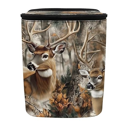 Talayituse Deer Hunting Camo Leaves Print Car Trash Can with Lid, Leak Proof Auto Trash Bag Hanging Vehicle Garbage Can Multipurpose Storage Container for Back Seat Road Trip