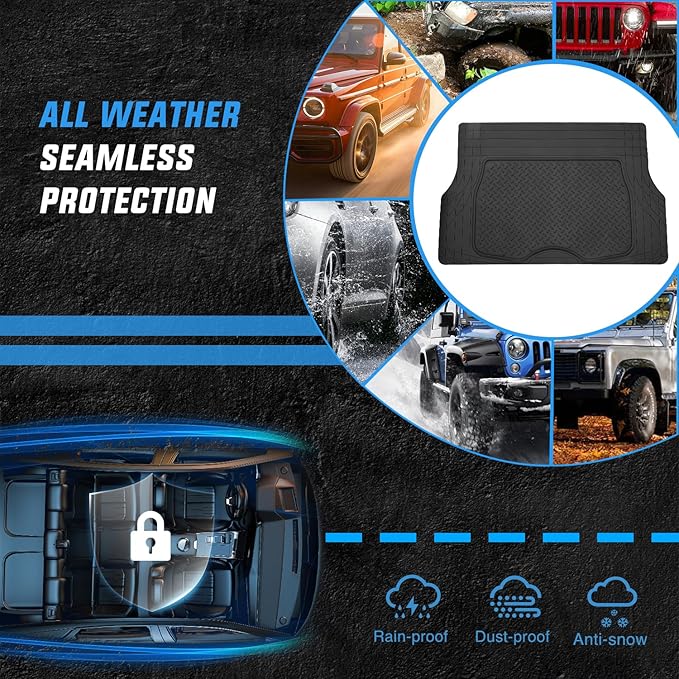 Nilight Rubber Cargo Mats for Cars Trucks SUVs, Universal Trim to fit for Most Vehicles, All Weather Protection Heavy Duty Cargo Liners