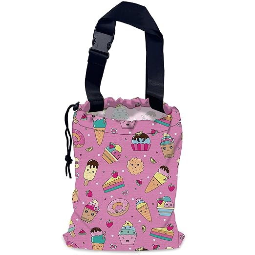 NHNXHWIA Sweets Ice Cream Car Garbage Bag,Kawaii Dessert Waterproof Small Car Trash Bag Hanging Back of Seat,Drawstring Hanging Car Trash Bag with Adjustable Buckle for Car Accessories