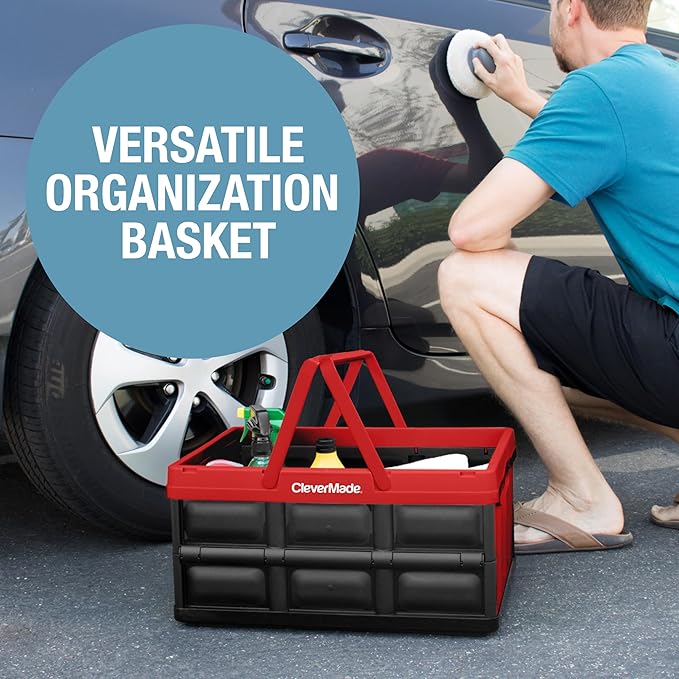 CleverMade Collapsible Basket (60% Recycled) - 32L - Canada Red