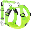Lukovee Dog Seat Belt for Car, Adjustable Dog Car Harness for Large Medium Small Dogs, Soft Padded & Breathable Mesh Dog Seatbelt with Car Strap and Carabiner(Lime Green Double Clip,Small)