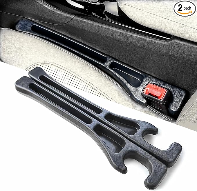 Wuzno No-Drop Seat Guard, 2 Pack Car Seat Gap Filler Stopper/Catcher Between Seat and Console Black Car Accessories Crevice Blocker Pad Plug Seat Gap Guard YMT-A02