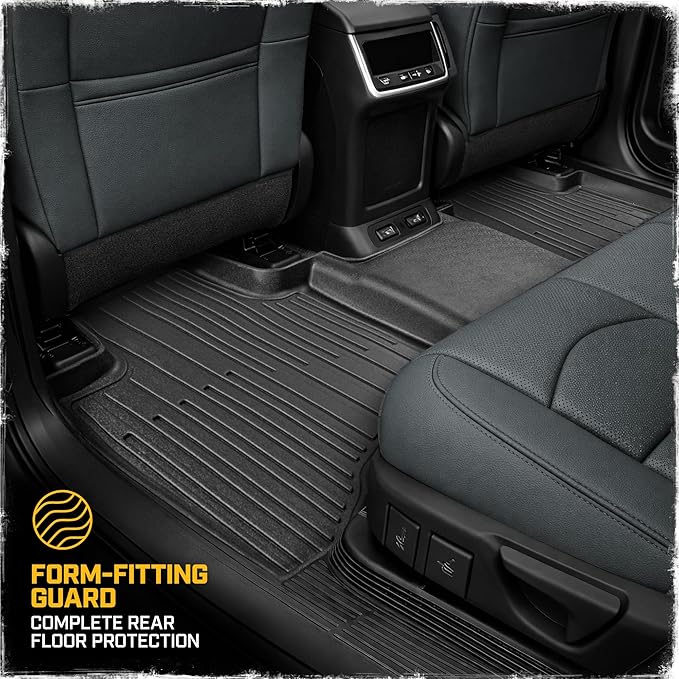 CAT® JustFit™ 3D All Weather Floor Mats for Toyota Highlander 2020-2026, Custom Fit Heavy Duty Rubber Car Mats Full Set for 7 Seater (Not for Hybrid)