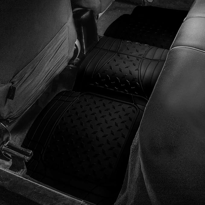 FH Group Car Floor Mats - Heavy-Duty Rubber Floor Mats for Cars, Universal Fit Full Set, Trimmable Automotive Floor Mats, ClimaProof Floor Mats For Most Sedan, SUV, Truck Floor Mats Black